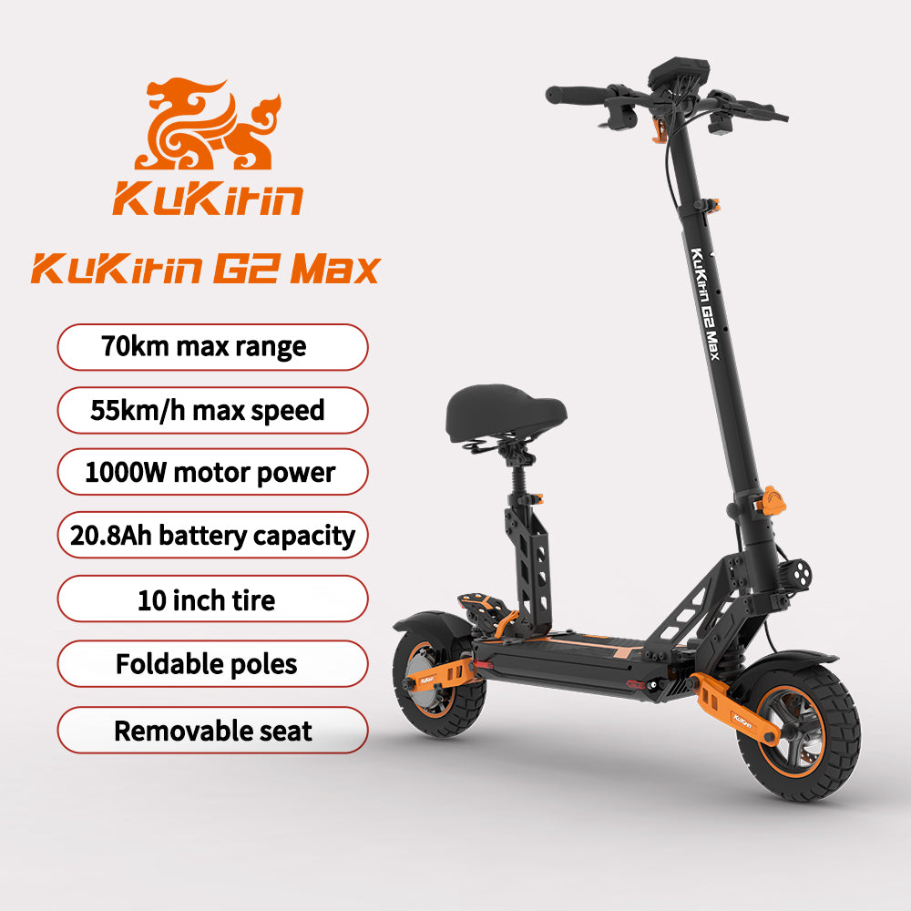 KuKirin G2 Max Electric Scooter | 55km/h Speed | 70km Range | 120kg Load | IP54 Waterproof