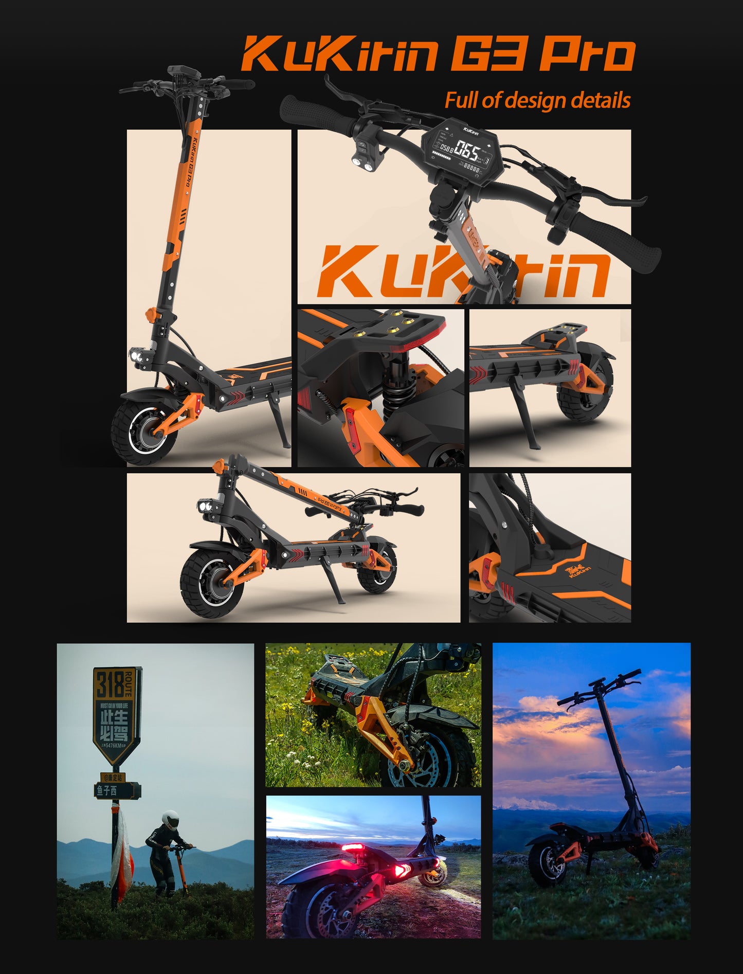 KuKirin G3 Pro Electric Scooter | 65km/h Dual-Drive | 80km Range | 120kg Load | IP54 Waterproof