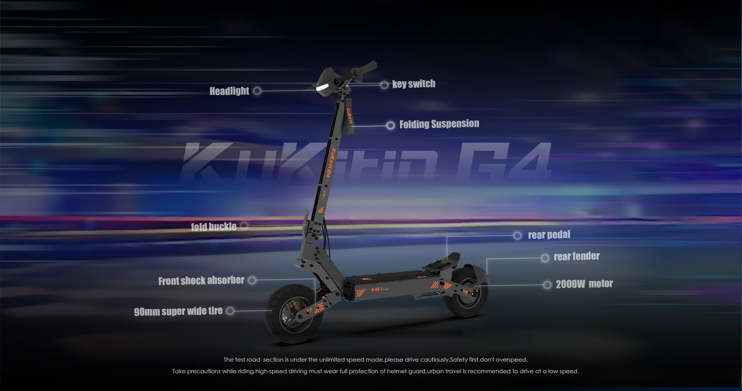 KuKirin G4 Electric Scooter | 70km/h Speed | 75km Range | 120kg Load | IP54 Waterproof