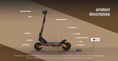 KuKirin G3 Electric Scooter | 50km/h Speed | 63km Range | 120kg Load | IP54 Waterproof
