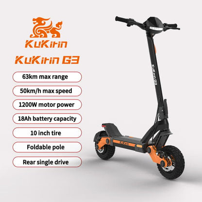 KuKirin G3 Electric Scooter | 50km/h Speed | 63km Range | 120kg Load | IP54 Waterproof